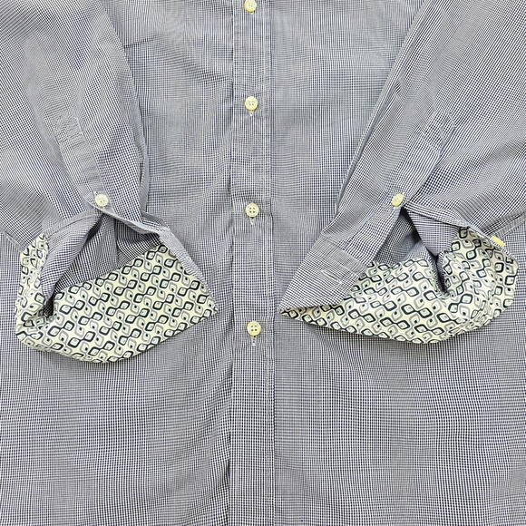 Quiet Luxury Etro Milano Dress Shirt Men’s 41 Blue Micro Check Cotton - Picture 4 of 10